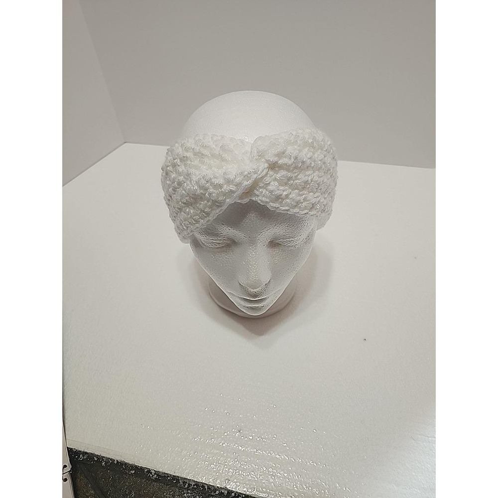 Homemade White Twist Ear Muffs Headband Adult Woman‎ Girls
